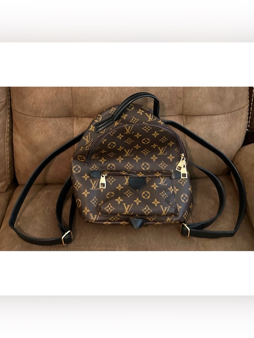 Louis V Brown And Tan monogram Logo Mini Backpack